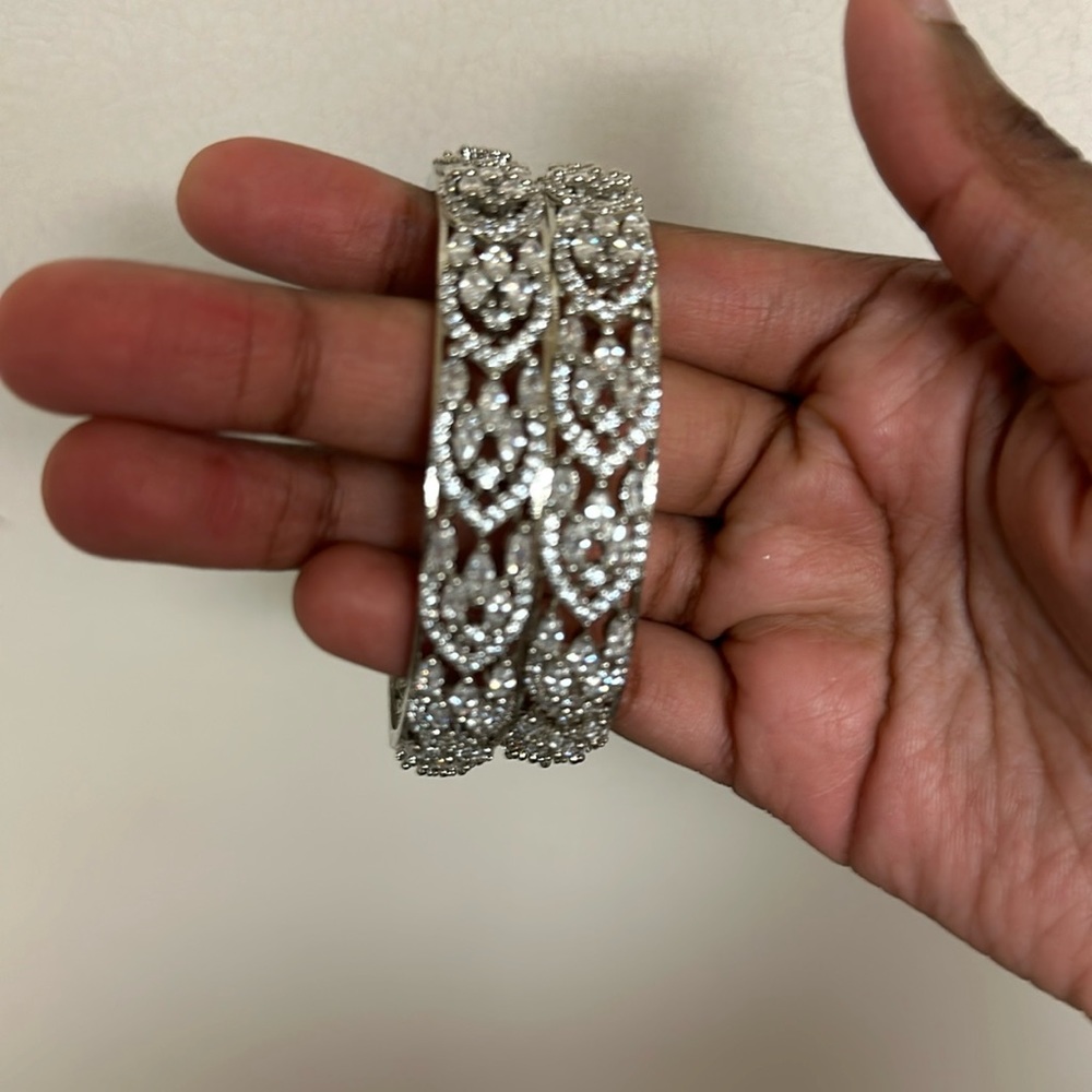 Whiteish silver Plated Bangles size 2.6